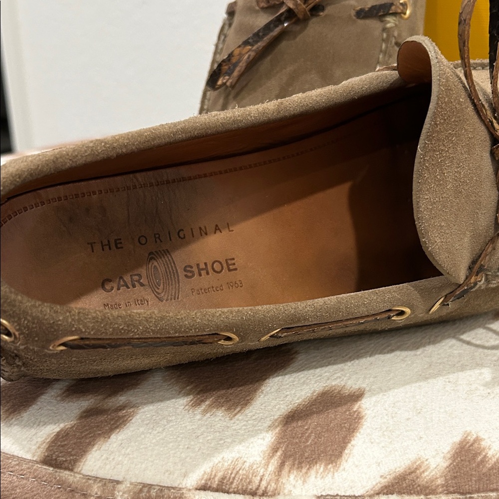 Brown Suede Loafers with Lace Detail - Picture 9 of 12